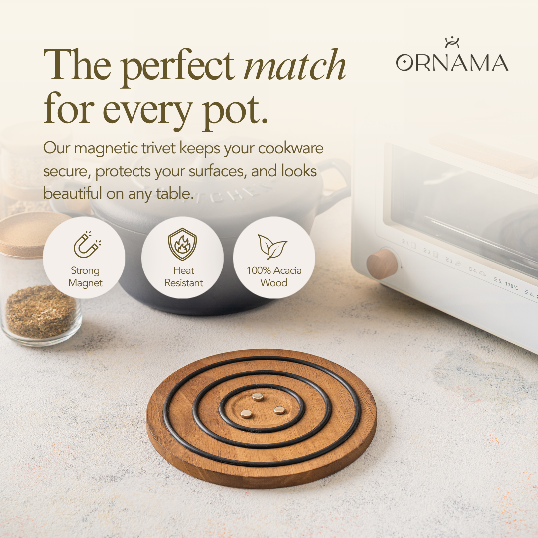 Magnetic Wooden Trivet for Hot Pots and Pans